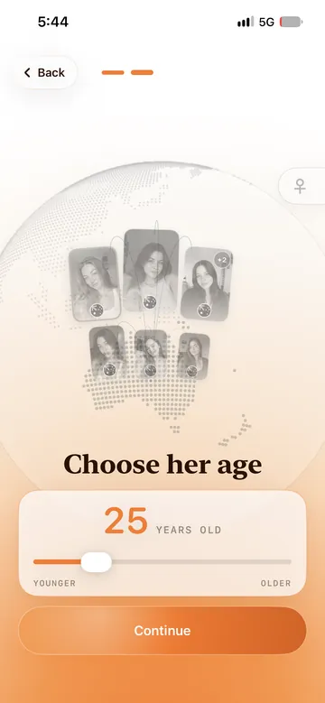 Duple Choose her age slider set to 25 during companion creation.